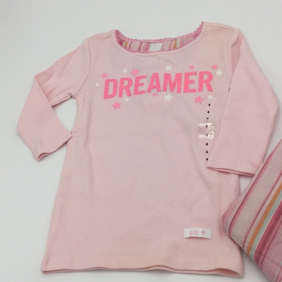 Gap Kids Dreamer Girls PJ Pajama Set Size 4 + Slippers Size 10/11 - Picture 11 of 15